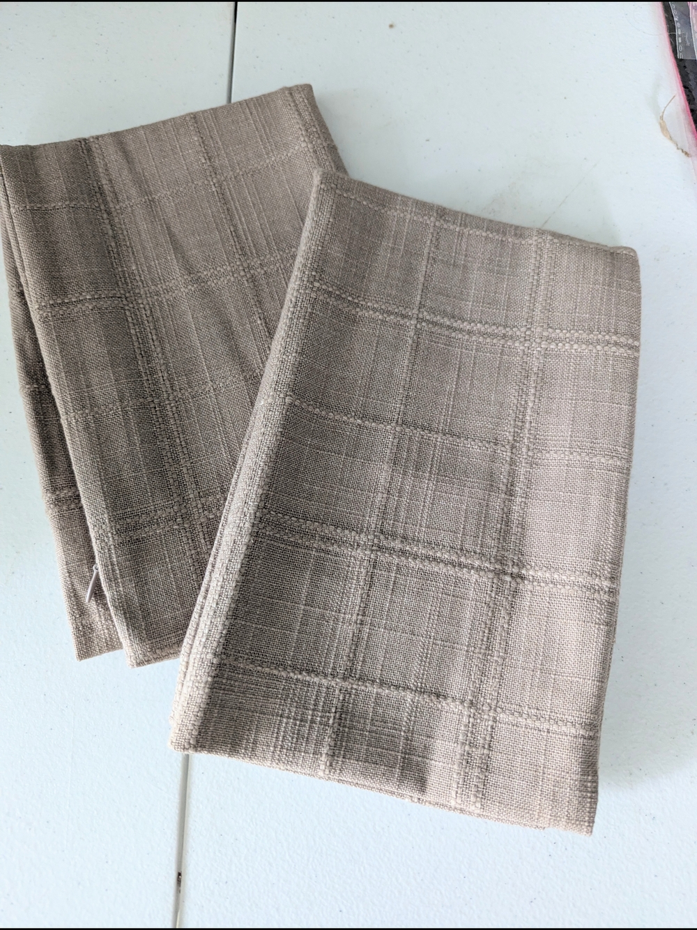 SINYASAN Taupe Plaid Pillow Covers 12x20 Set of 2 - Picture 3 of 6